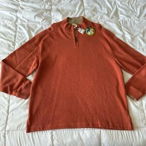 Jos A Banks Salmon 1/4 Zipper Pull Over Sweater